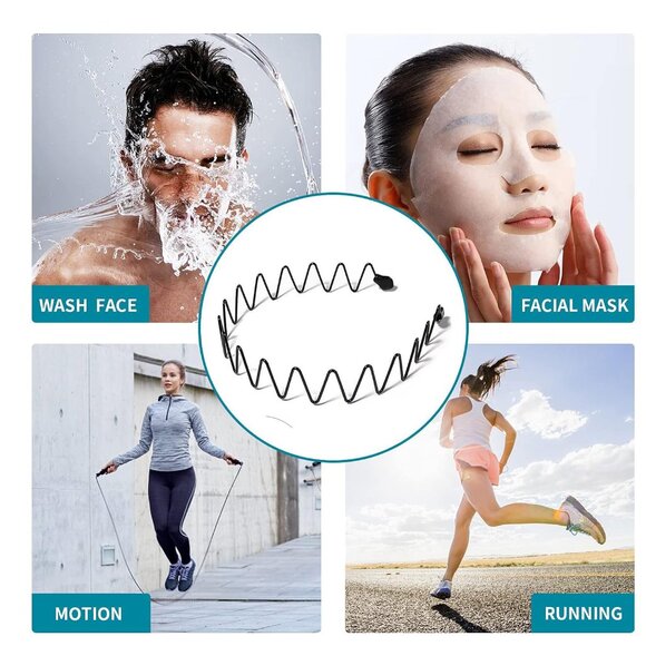 ⚡Men F-New 3pcs Metal Fashion Unisex Wavy Outdoor Sports Simple Elastic Headband - Picture 5 of 6